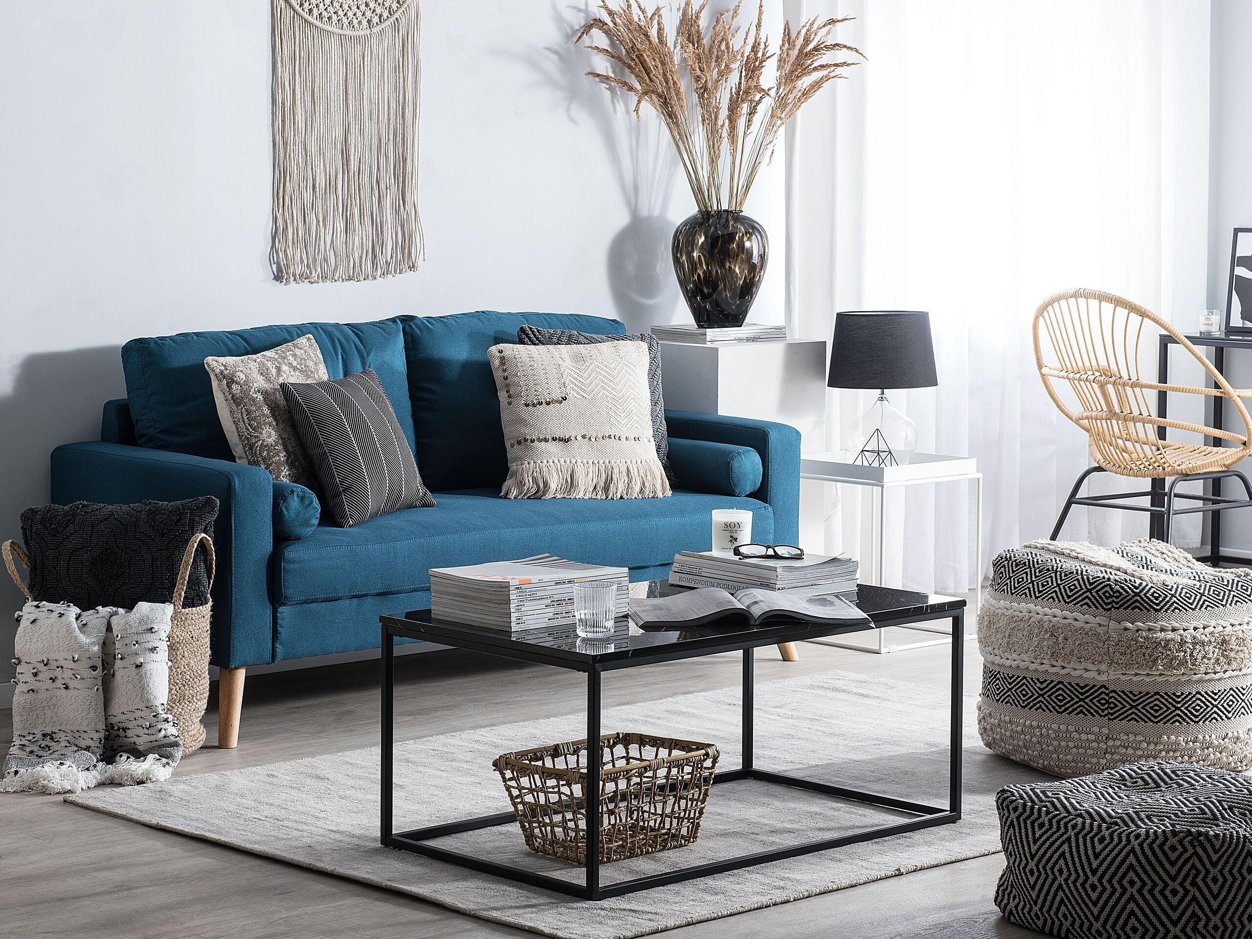 2-SITZER-SOFA Polyester Blau Kalmar - Hellblau, Textil (182/88/74cm) - Beliani
