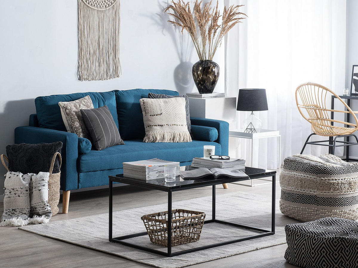 2-SITZER-SOFA Polyester Blau Kalmar - Hellblau, Textil (182/88/74cm) - Beliani