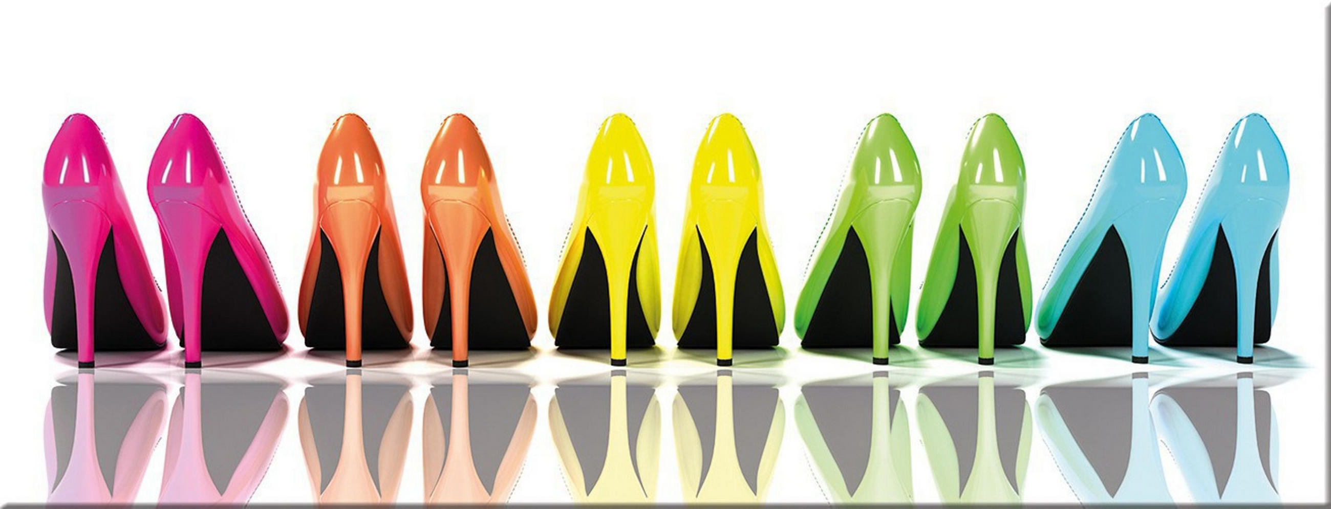 GLASBILD 80x30 cm High Heels Bunt - Gelb, Glas (80/30cm) - artissimo