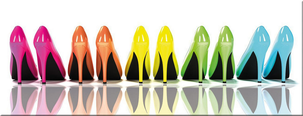 GLASBILD 80x30 cm High Heels Bunt - Gelb, Glas (80/30cm) - artissimo