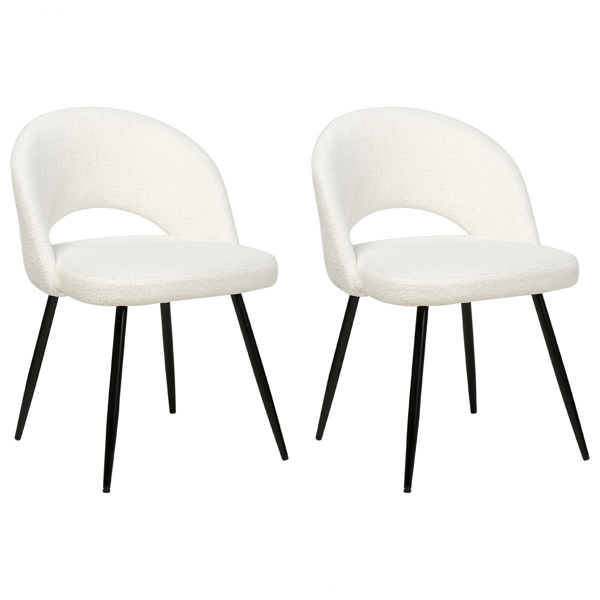 ESSZIMMERSTUHL 2er-Set Polyester Weiß Onaga - Weiß, Textil/Metall (52/77/56cm) - Beliani
