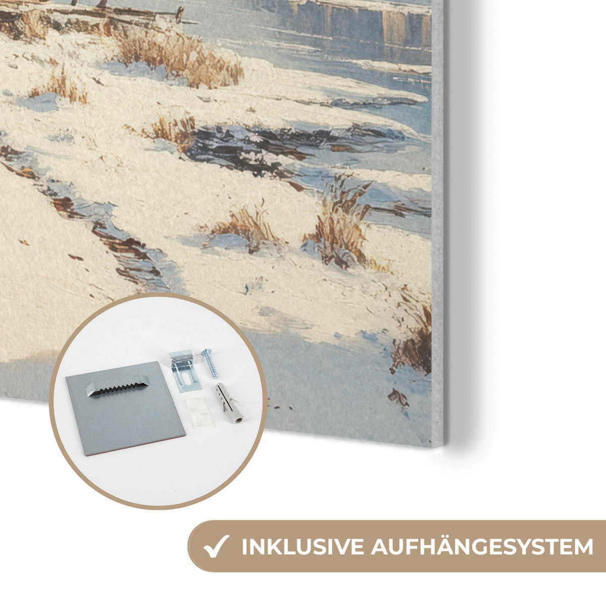 AKUSTIKBILD Winter - Schnee - Zuhause - Natur Wanddeko 60x90 cm - Hellbraun, Kunststoff (60/90/0.9cm) - MuchoWow