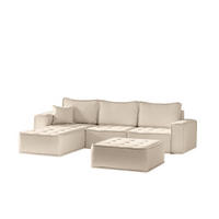 ECKSOFA Sande In Raven - Creme, Holzwerkstoff/Textil (292/192cm) - Fun Möbel