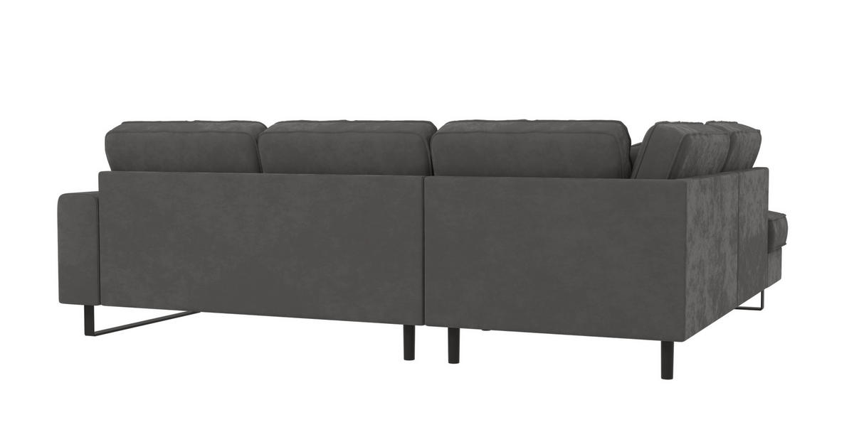 ECKSOFA Zuri Grau Samt - Schwarz/Grau, Holz/Kunststoff (290/231cm) - S-Style Möbel