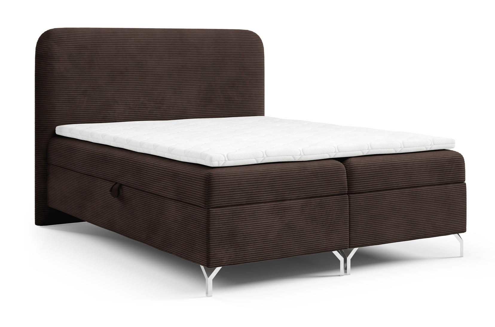 BOXSPRINGBETT mit Matratze H3 200x200 Rotos, Cordstoff, Bettkasten, Braun - Braun, Holz/Textil (200/200cm) - Emporius