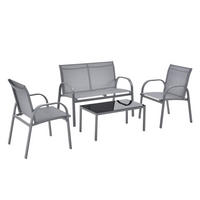 GARTENMÖBEL-SET 4 TLG. Gagra - Hellgrau, Metall - [en.casa]