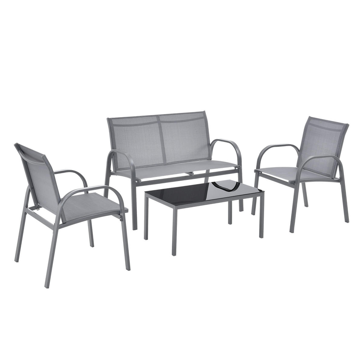 GARTENMÖBEL-SET 4 TLG. Gagra - Hellgrau, Metall - [en.casa]