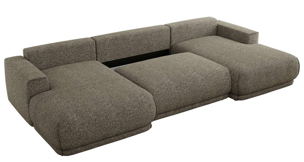 SEDACIA SÚPRAVA RINA U Sivá Štruktúra - čierna/sivá, textil/plast (360/85/170cm) - MKS