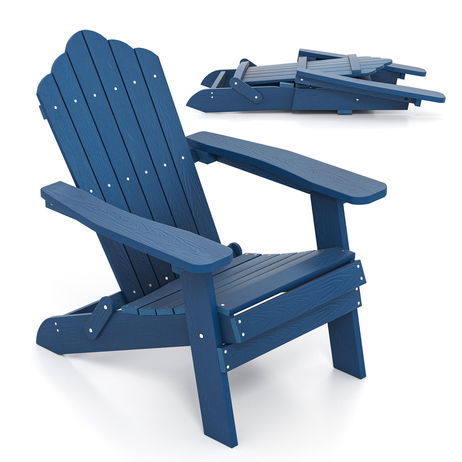 KLAPPSTUHL Marineblau - Dunkelblau, Metall (78/81/92cm) - COSTWAY