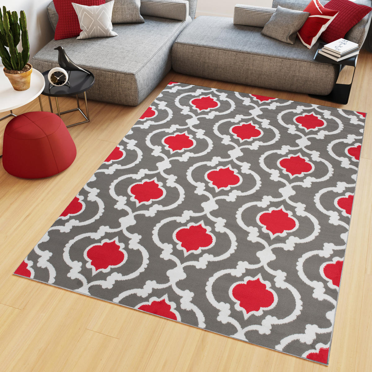 TEPPICH MAYA Rot Mosaik Geometrisch 200/300 cm - Rot, Textil (200/300cm) - Tapiso