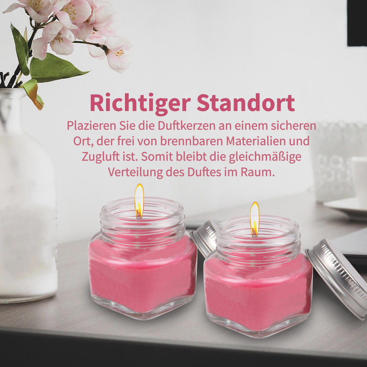 DUFTKERZE im Glas "Fruity Lollipop" mit Deckel, 2er Pack mit je ca. 7 Std. Brenndauer, Ø6cm, Raumduft als Geschenk und Dekoration - Rot, Glas (6/5cm) - HS Candle