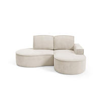 ECKSOFA MOLLY – Halbkreisförmig, Curio‑Bouclé, Lose Kissen, 210x157x88 cm, Rechts, Beige - Champagner, Holz/Textil (210/157cm) - DomoHome