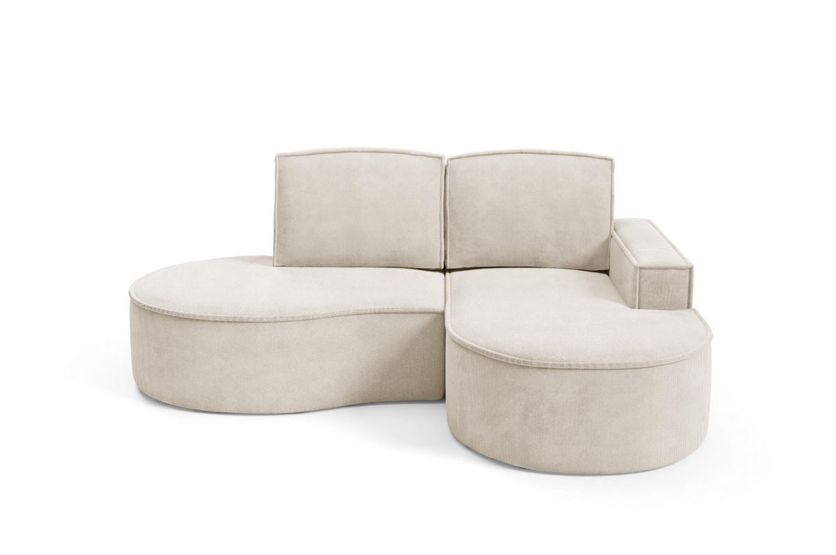 ECKSOFA MOLLY – Halbkreisförmig, Curio‑Bouclé, Lose Kissen, 210x157x88 cm, Rechts, Beige - Champagner, Holz/Textil (210/157cm) - DomoHome