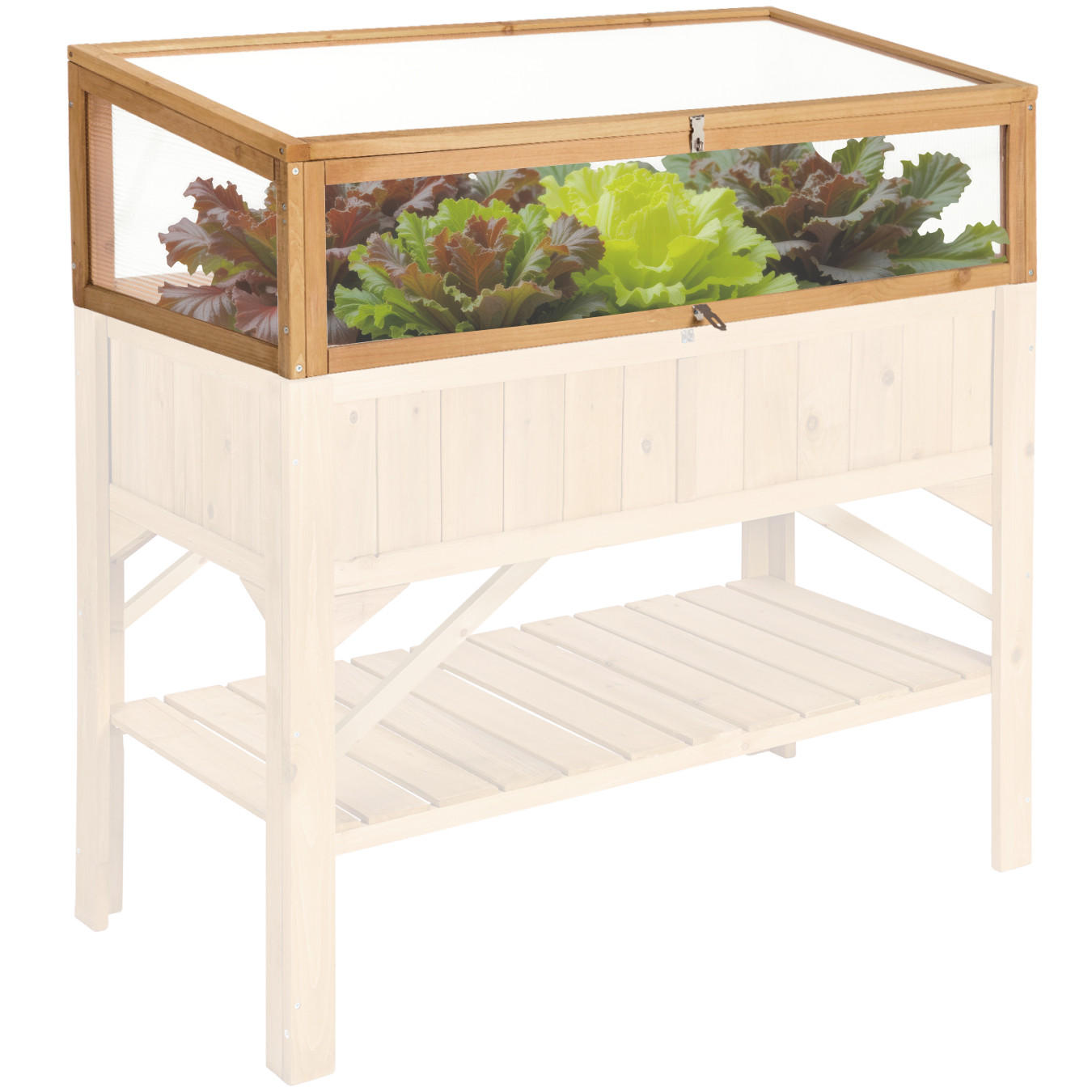 FRÜHBEET Aufsatz, 115 x 53 x 34 cm,braun - Braun, Holz (53/34/115cm) - tectake