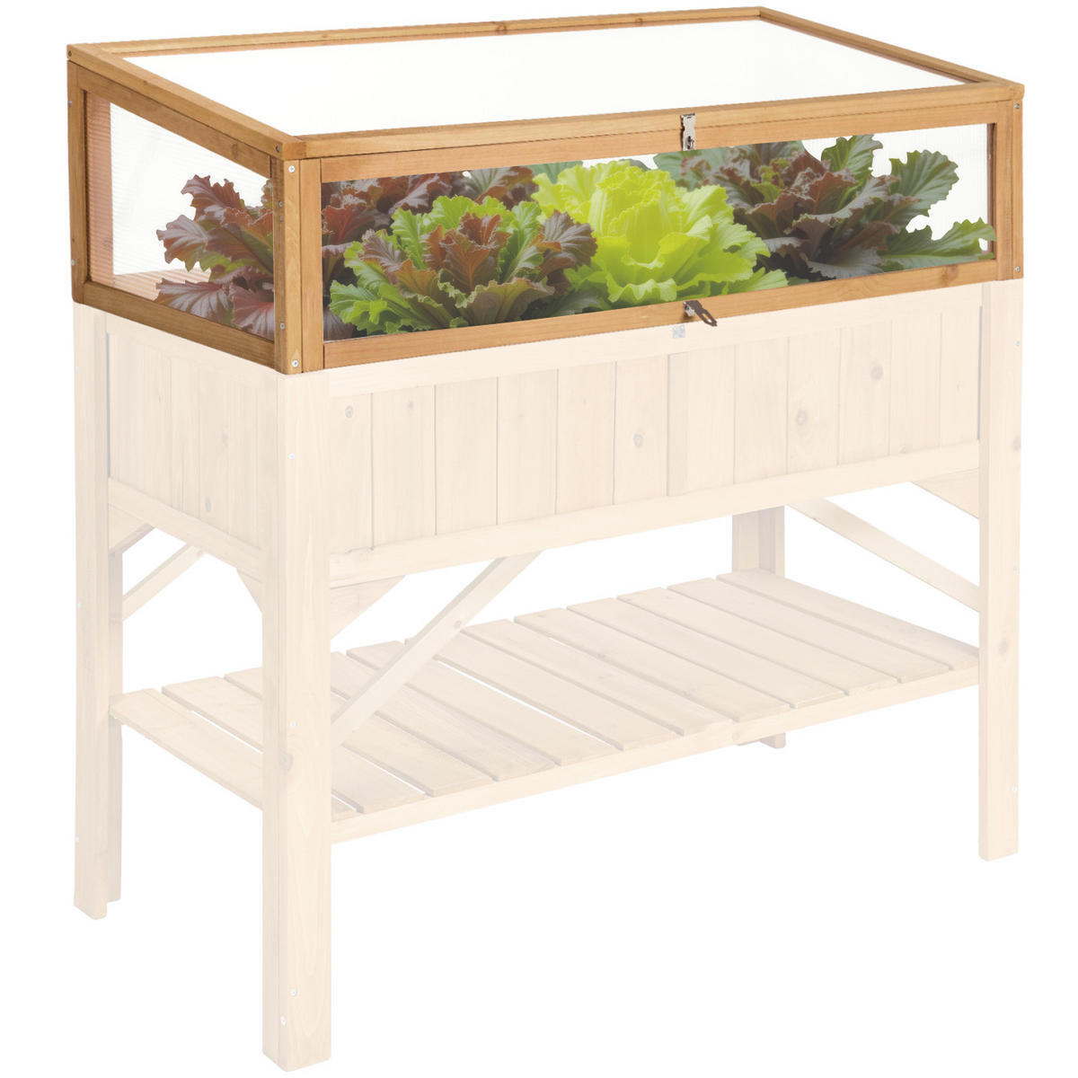 FRÜHBEET Aufsatz, 115 x 53 x 34 cm,braun - Braun, Holz (53/34/115cm) - tectake
