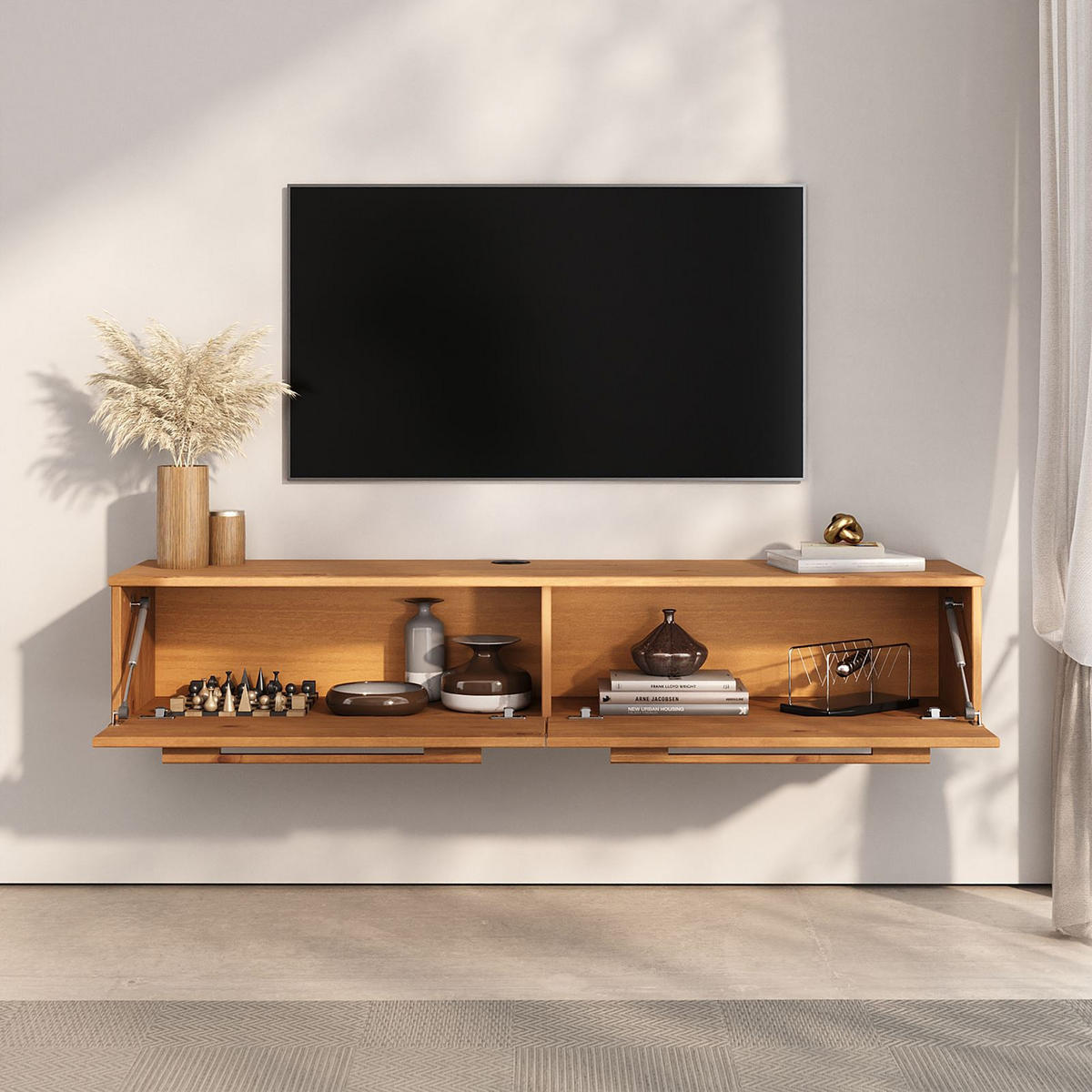 LOWBOARD TECCA - Eichefarben, Holz (145/26/33cm) - IDIMEX