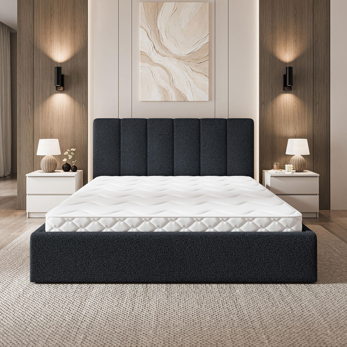 ČALOUNĚNÁ Postel NEMIS 200x200 cm Černá - černá, kompozitní dřevo/textil (200/200cm) - MASSENO