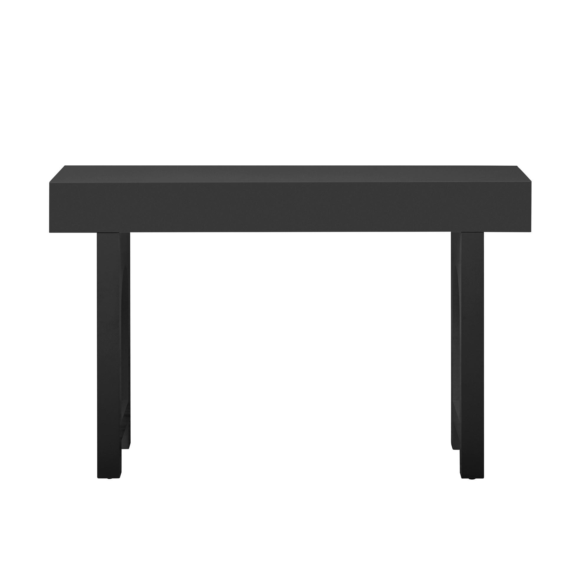 KONSOLENTISCH 120/35,5/76,5 cm schwarz aus MDF mit 2 Schubladen und Steckdosenleiste - Schwarz, Holzwerkstoff (120/35.5/76.5cm) - OKWISH