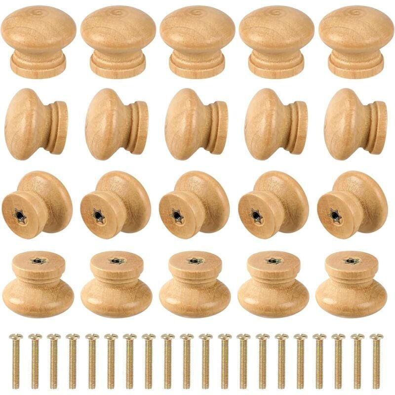 SCHRANKKNOPF Holz Rund 20er-Set 27 mm - Multicolor, Holz (2/2.1/2.8cm)