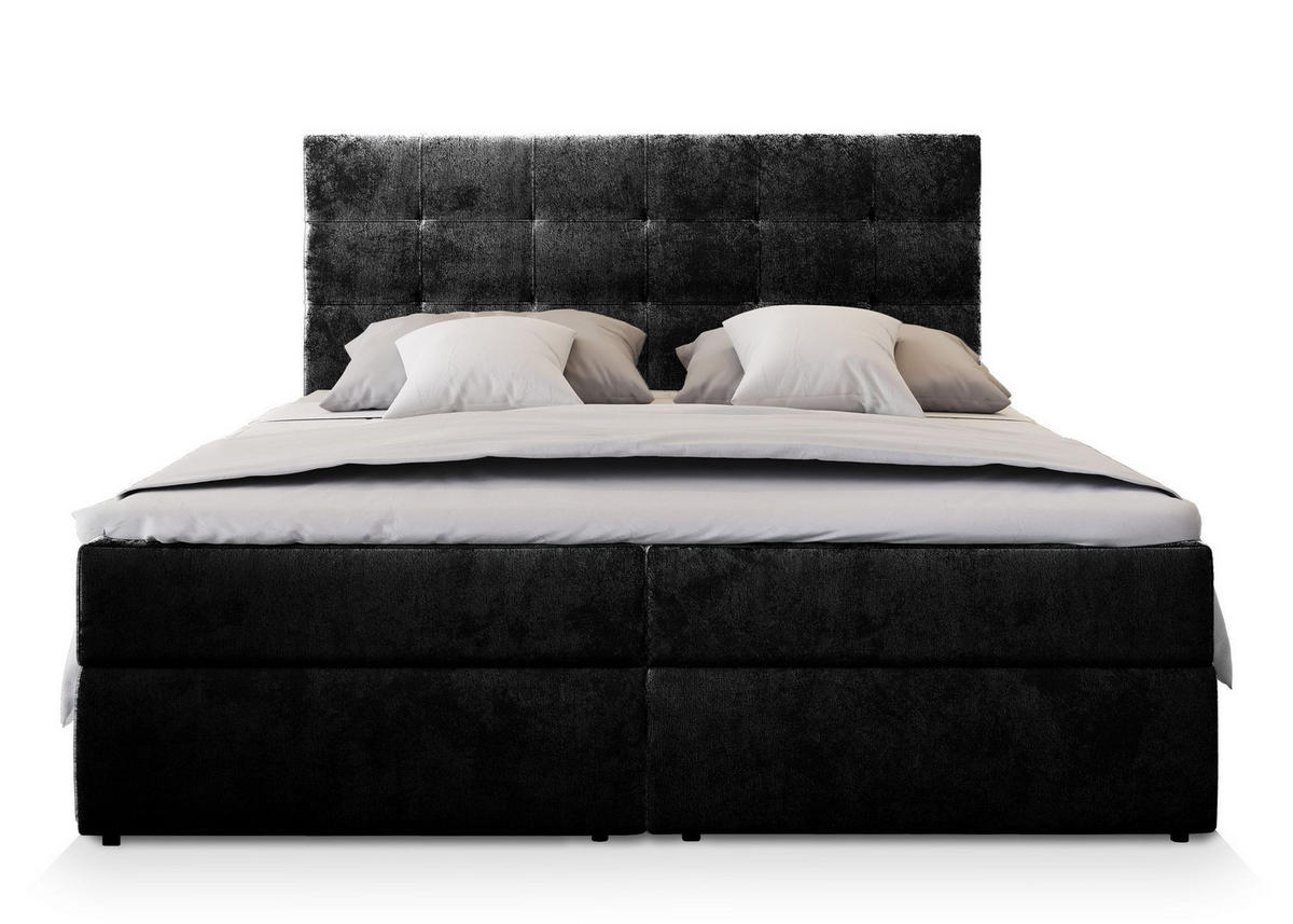 POSTEL BOXSPRING GLOS 160x200 cm, s matrací a úložným prostorem, černá - černá, kompozitní dřevo/textil (160/200cm) - MASSENO