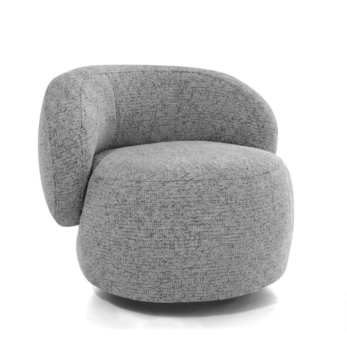 SESSEL Mao, Drehsessel mit runder Form, Silber, Chenille-Stoff - Silberfarben, Textil (99/82/91cm) - Beautysofa