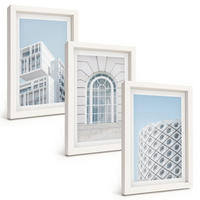 BILDER SET 3er Set - 20x30 cm Weißer Rahmen - Moderne Architekturgeometrie - Weiß, Kunststoff (20/30cm) - TULUP