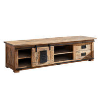TV-BOARD Mango 180x55x50 natur lackiert RAILWAY #145 - Naturfarben, Holz (180/50/55cm) - Massivmoebel24