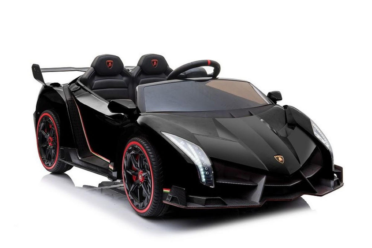 KINDER ELEKTROAUTO Lamborghini Veneno 615B schwarz Allradantrieb, EVA-Reifen, Kunstledersitz, lizenziert, 12V 7Ah Akku - Schwarz, Kunststoff (111/61/45cm) - Es-Toys