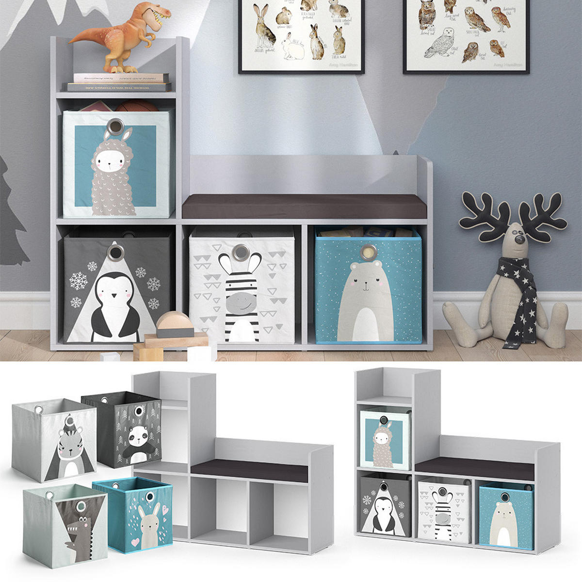 DĚTSKÁ POLICE Luigi Šedá - šedá, kompozitní dřevo (107.2/88.6/30.9cm) - Vicco