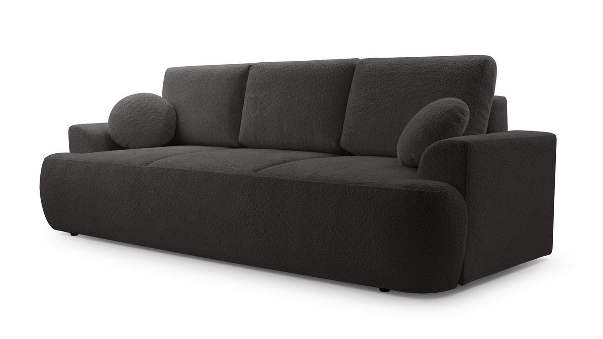 BETTSOFA FILO Schwarz Bucle-Stoff mit Schlaffunktion - Schwarz, Textil (110/94/248cm) - MASSENO
