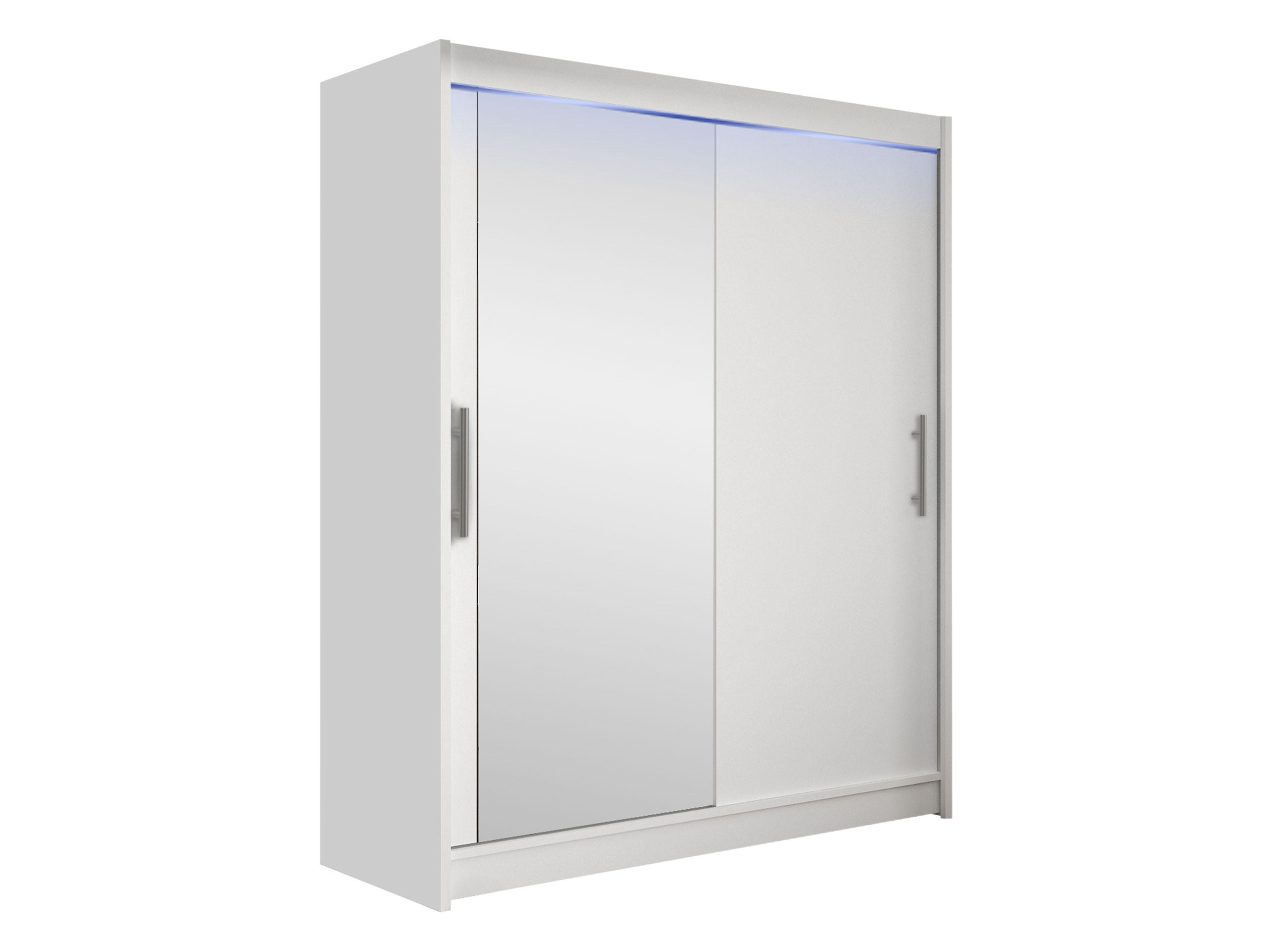 SCHWEBETÜRENSCHRANK Westa VI, mit RGB LED Beleuchtung - Silberfarben/Weiß, Holzwerkstoff/Metall (150/200/58cm) - MIRJAN24