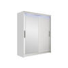 SCHWEBETÜRENSCHRANK Westa VI, mit RGB LED Beleuchtung - Silberfarben/Weiß, Holzwerkstoff/Metall (150/200/58cm) - MIRJAN24