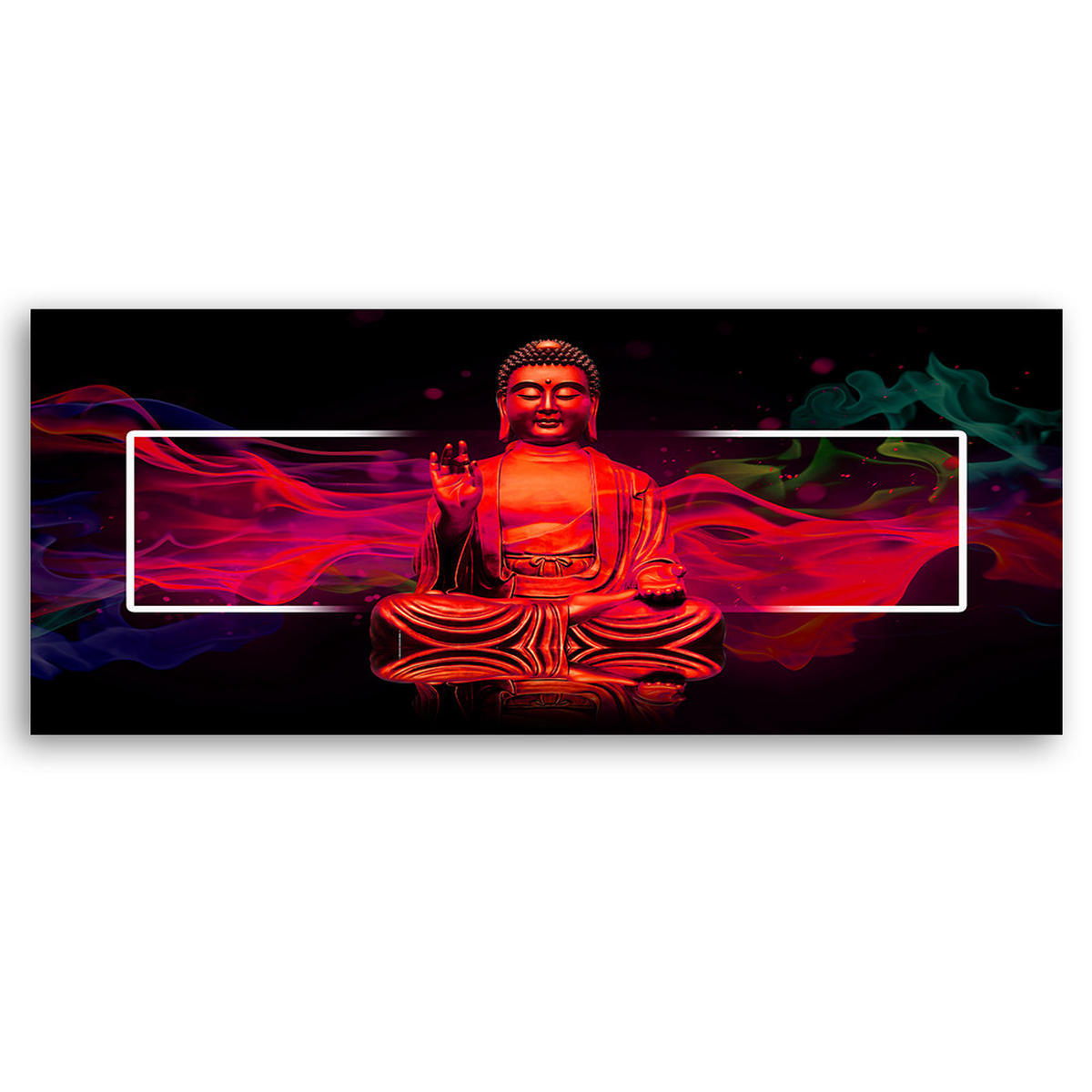 WANDBILD roter buddha abstrakt - Pink, Textil (90/30cm) - Feeby