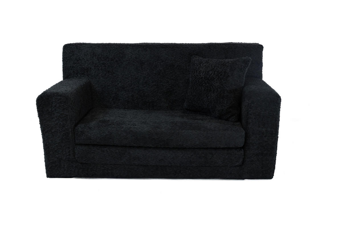 KINDERSOFA David – Stilvoller Komfort für das Kinderzimmer - In den Trendfarben - Schwarz, Textil (83/47/43cm) - Fortisline