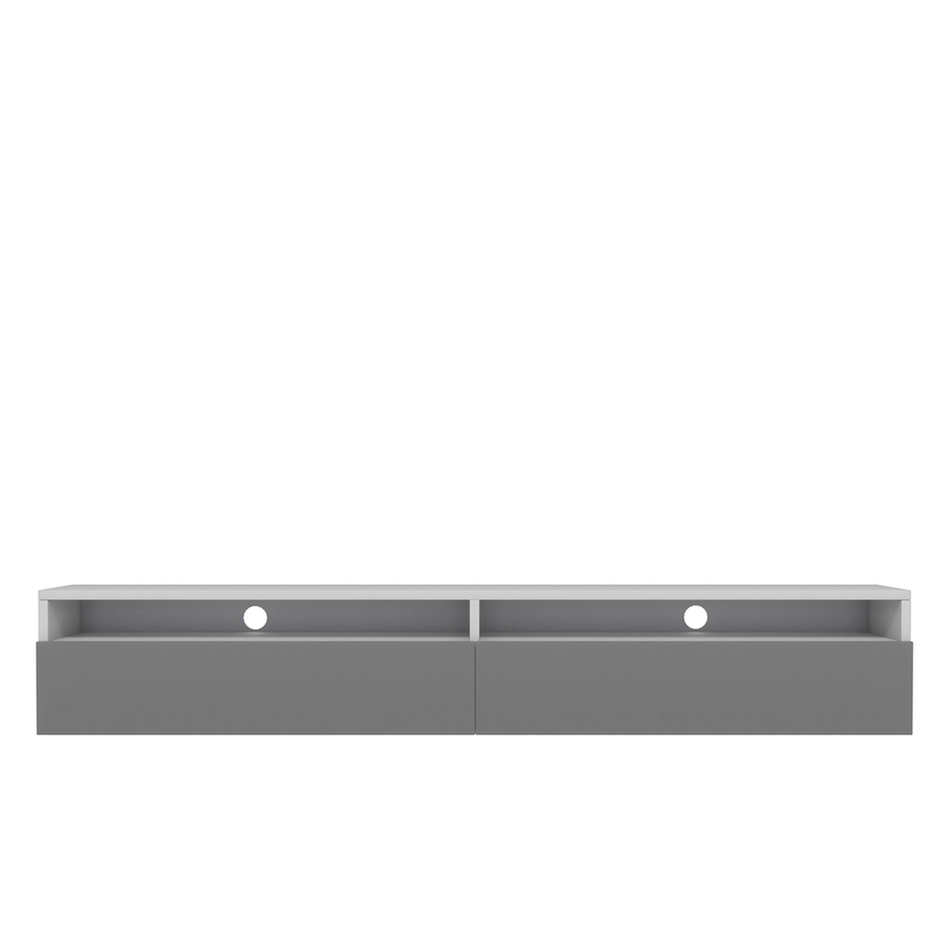 TV-LOWBOARD Rednaw Weiß Matt/Grau Hochglanz mit LED, 180 cm - Weiß/Grau, Holzwerkstoff (180/30/31cm) - Selsey