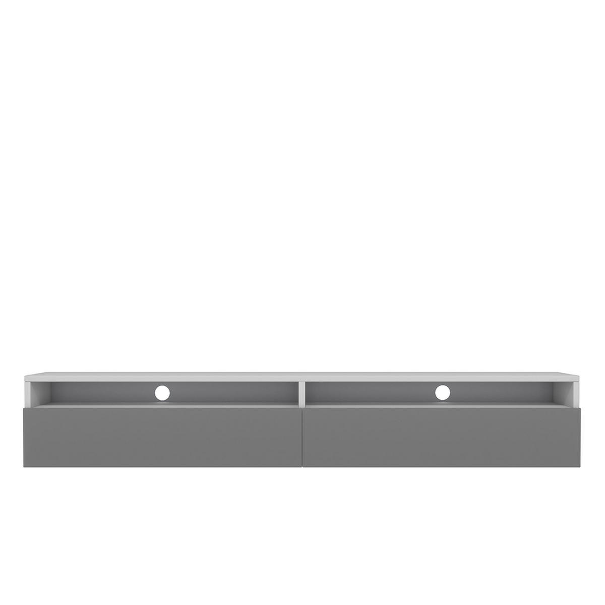 TV-LOWBOARD Rednaw Weiß Matt/Grau Hochglanz mit LED, 180 cm - Weiß/Grau, Holzwerkstoff (180/30/31cm) - Selsey