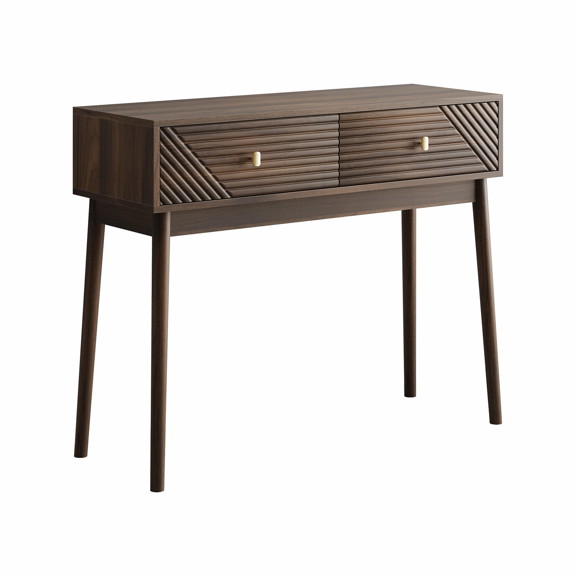 SCHMINKTISCH mit 2 Schubladen in Walnussoptik - Braun, Holzwerkstoff (35/100/80cm) - Urban Meuble