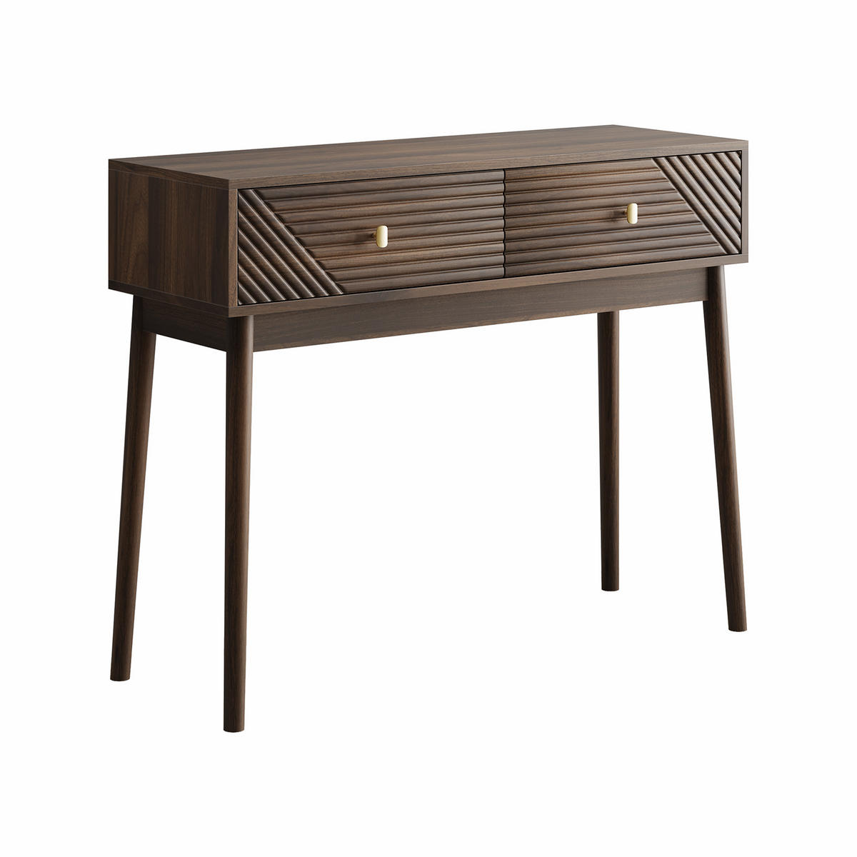 SCHMINKTISCH mit 2 Schubladen in Walnussoptik - Braun, Holzwerkstoff (35/100/80cm) - Urban Meuble