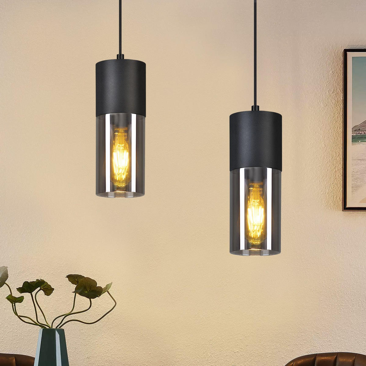 HÄNGELEUCHTE Elmar 1-flammig 10/10/150 cm - Schwarz, Metall (10/10/150cm) - Nettlife