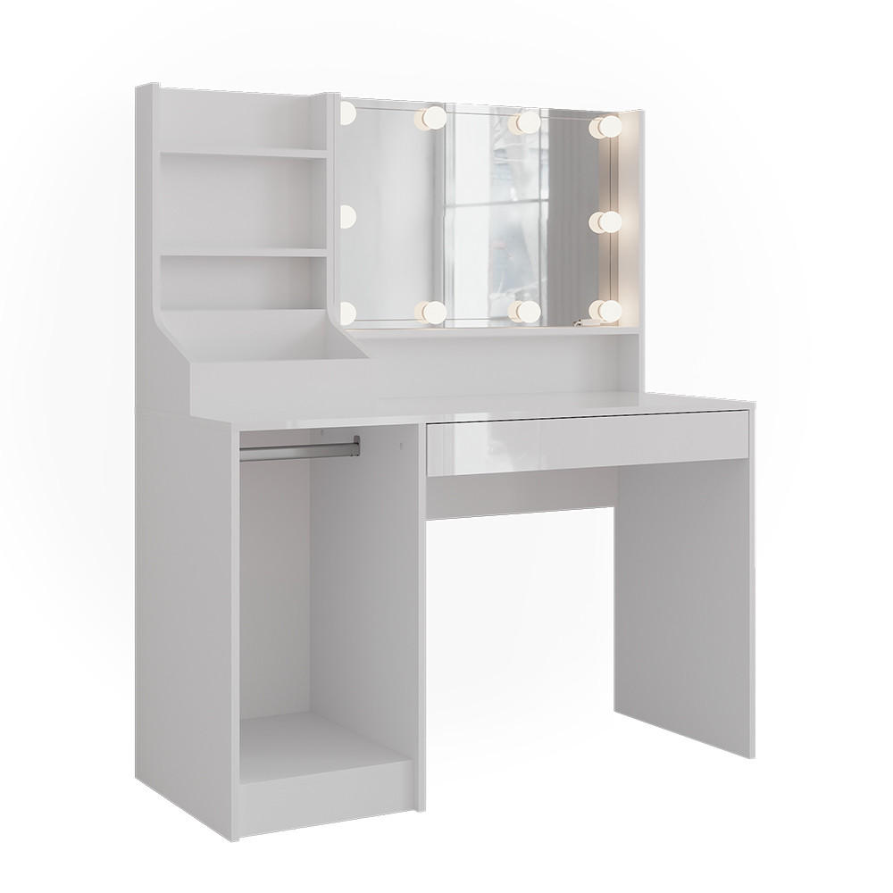 SCHMINKTISCH Sherry Weiß/Weiß Hochglanz 119.8 cm 4 Teile - Weiß Hochglanz, Holzwerkstoff (119.8/76/50.1cm) - Vicco