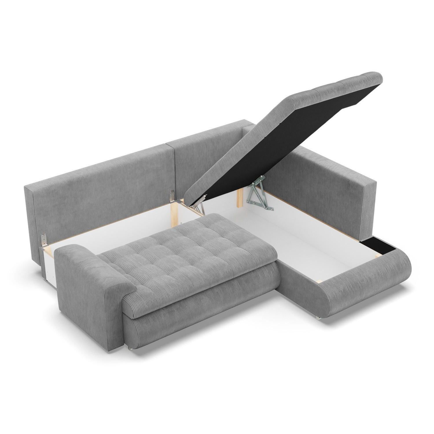 ECKSOFA RECHTS MIT SCHLAFFUNKTION FORESTA, Cord - Grau - Grau, Textil (230/200cm) - Mebligo