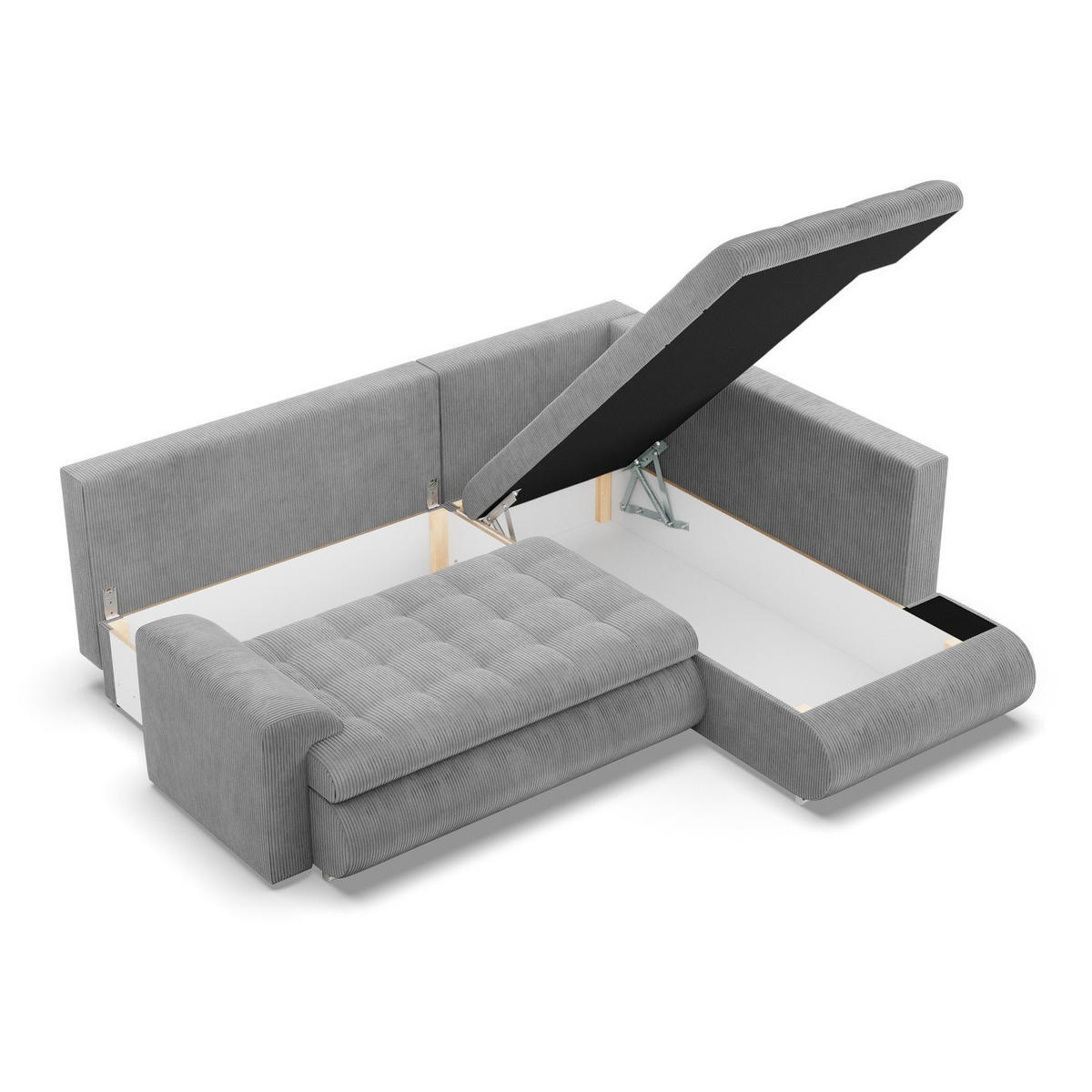 ECKSOFA RECHTS MIT SCHLAFFUNKTION FORESTA, Cord - Grau - Grau, Textil (230/200cm) - Mebligo