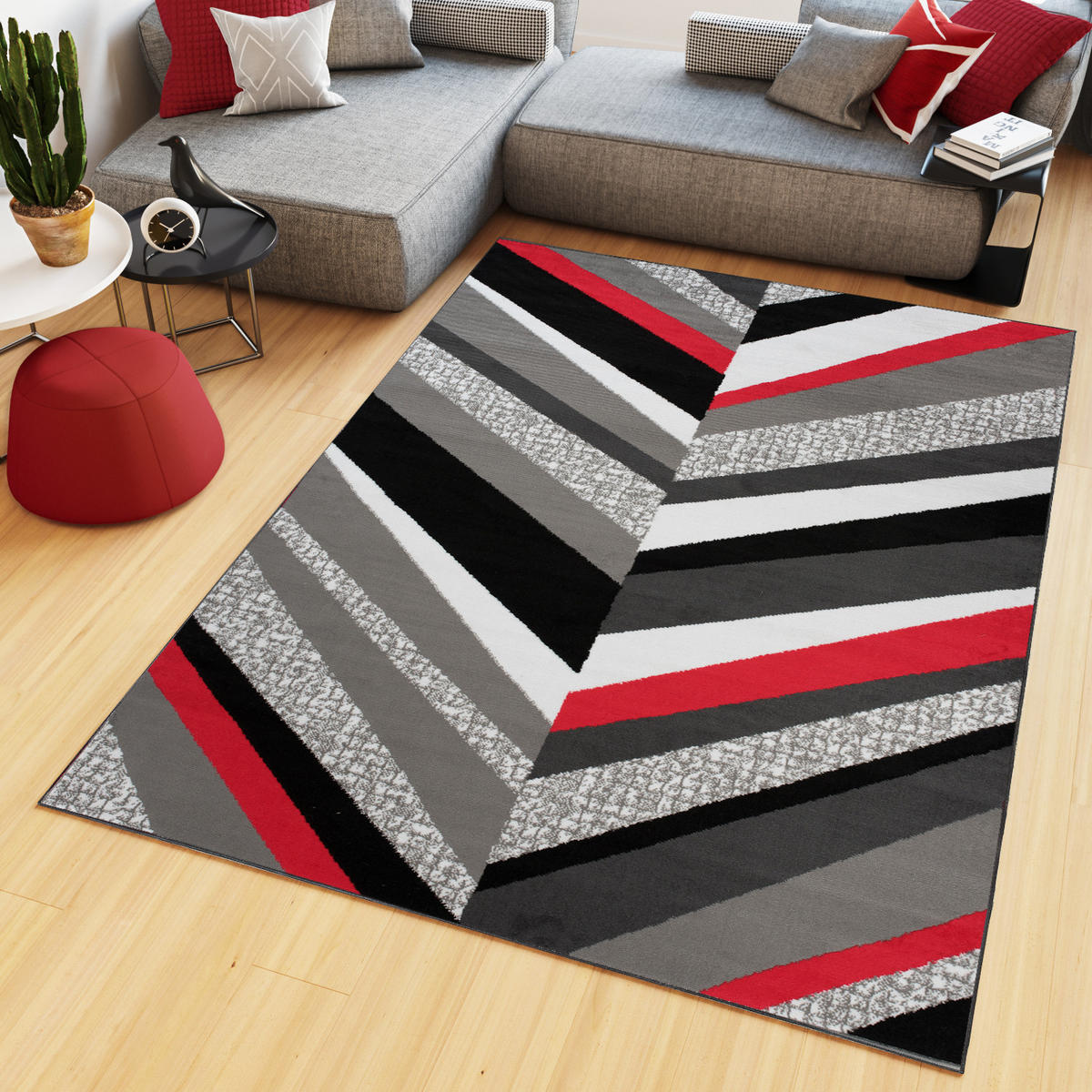 TEPPICH MAYA Rot Streifen Gestreift Meliert 160/230 cm - Rot, Textil (160/230cm) - Tapiso
