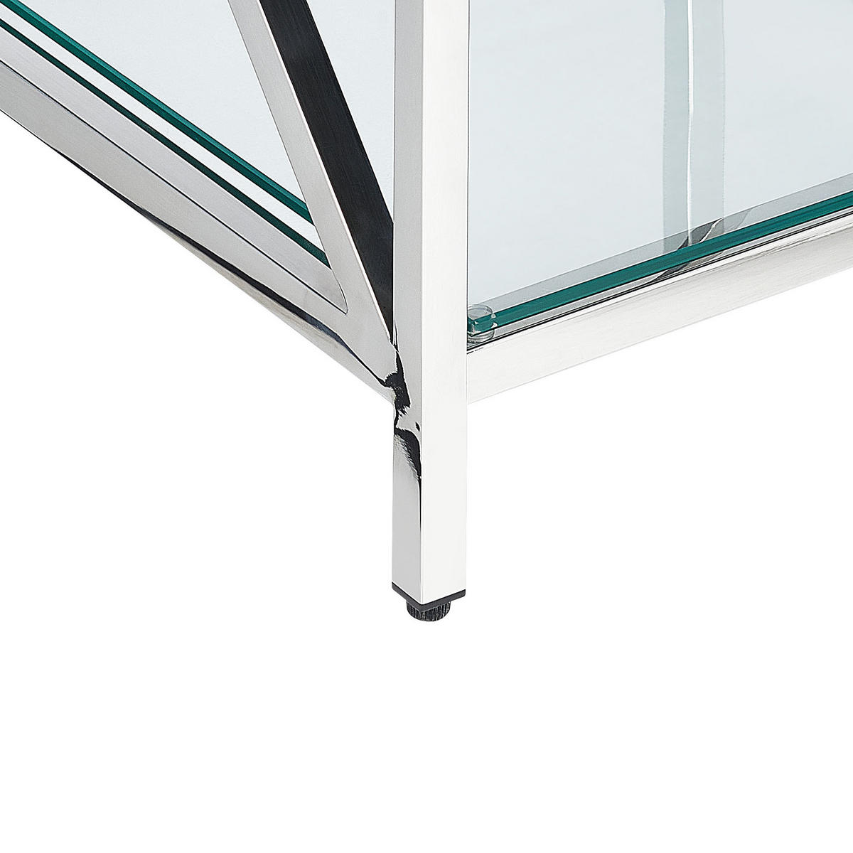 BEISTELLTISCH Glas silber quadratisch 45/45 cm Audet - Transparent/Silberfarben, Glas (45/45/48cm) - Beliani