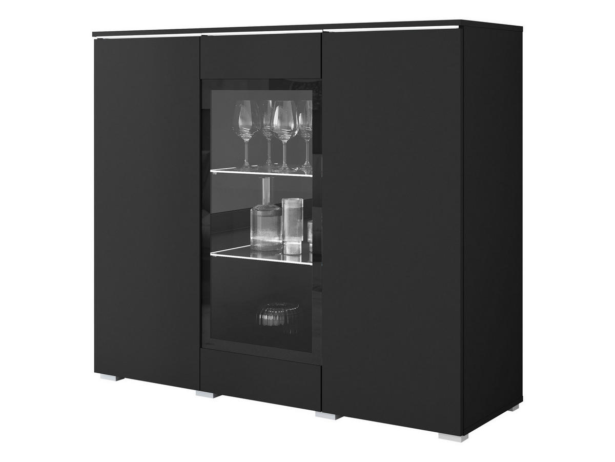KOMMODE Vera 120 mit weißer LED Beleuchtung - Silberfarben/Graphitfarben, Holzwerkstoff/Kunststoff (120/104/40cm) - MIRJAN24