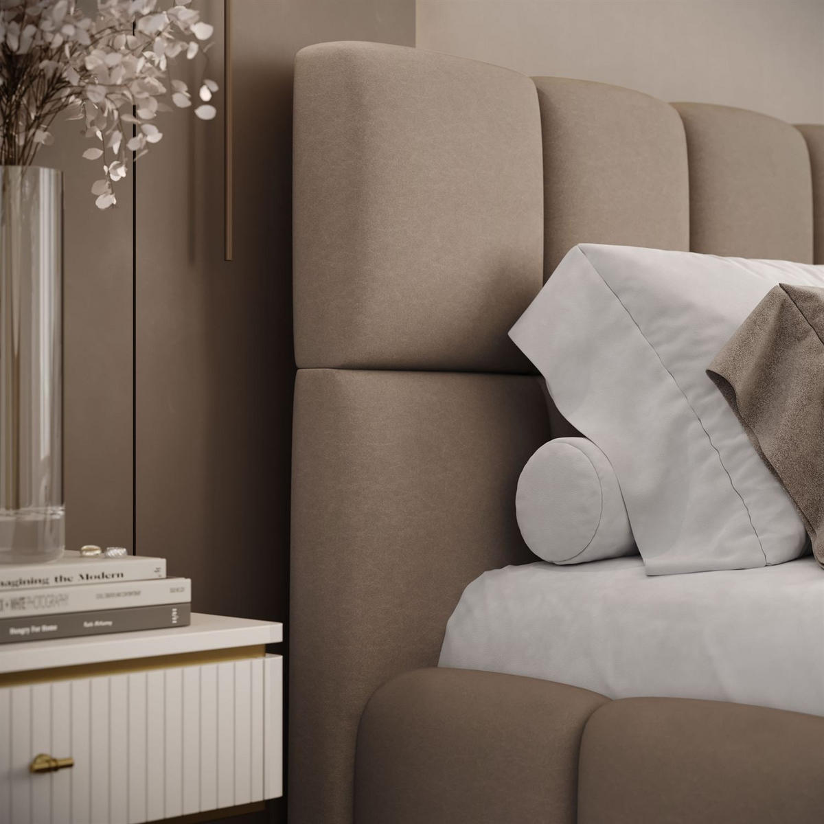 POLSTERBETT VENEZIA mit Bettkasten 160x200, Castel 15 - Cappuccino, Textil (160/200cm) - Lookway