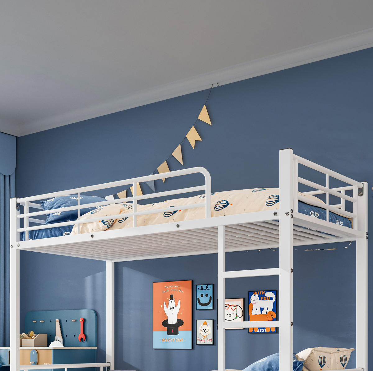 ETAGENBETT 90/200 cm in Weiß aus Metall mit Ausziehbett - Weiß, Metall (90/190cm) - OKMYHOME