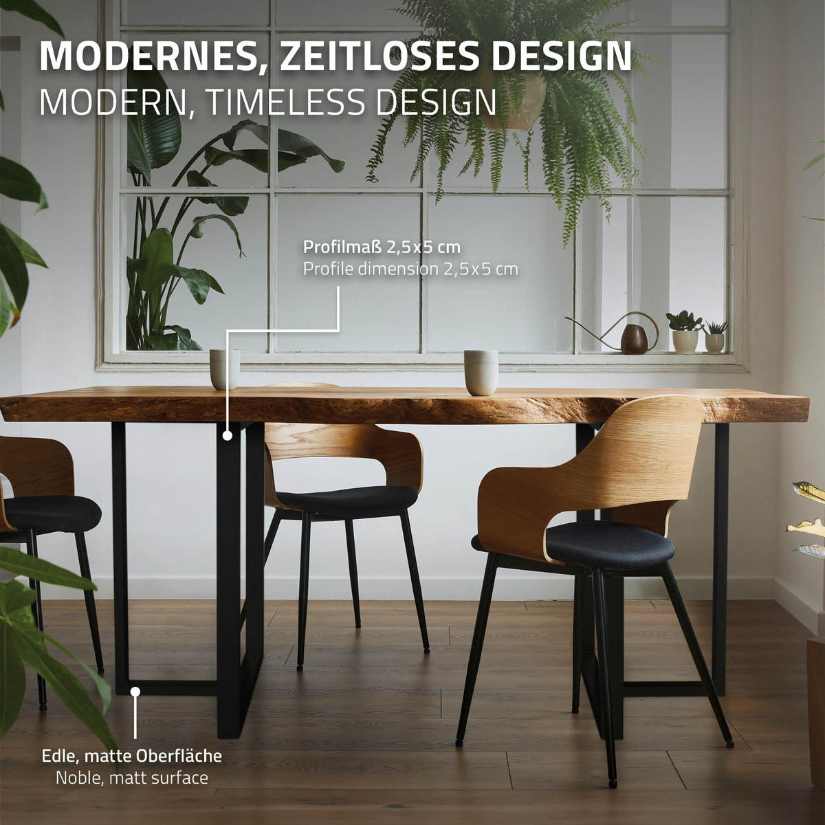 TISCHBEINE 2er Set T-Form 60x72 cm Schwarz - Schwarz, Metall (60/72/35cm) - ML-DESIGN