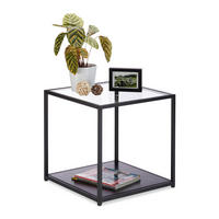 BEISTELLTISCH - Schwarz, Glas/Holzwerkstoff (50/50/50cm) - Relaxdays
