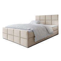 BOXBETT ALEYNA 160x200 cm mit Bettkasten und Matratze - Beige - Beige/Schwarz, Holz/Holzwerkstoff (160/200cm) - AX Living